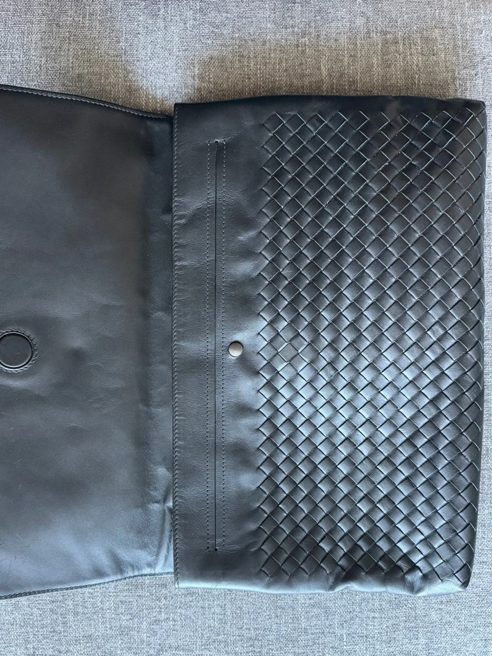 Bottega Veneta Black Intrecciato Leather Clutch Bag